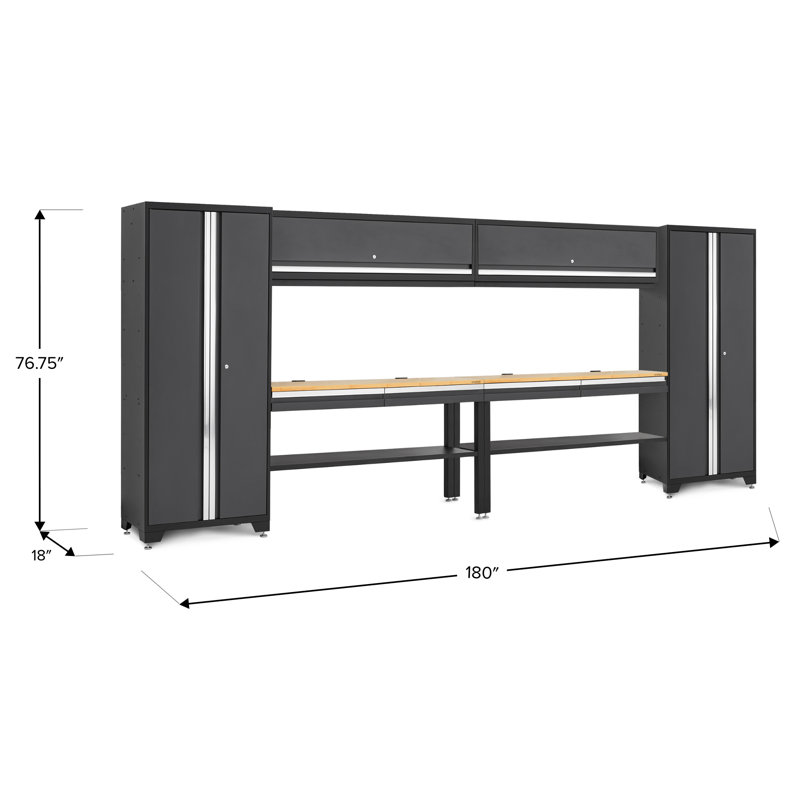 Bold Series 8 Piece Complete Storage System Set, Gray/Bamboo