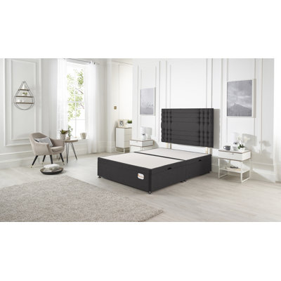 Luxara Solid Wood Ottoman Bed Side Opening with Upholstered Headboard Plush Velvet