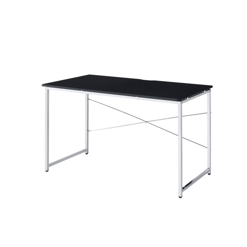 Bureau d'écriture au fini noir et chrome Tennos (sans la chaise de bureau), Noir / Chrome