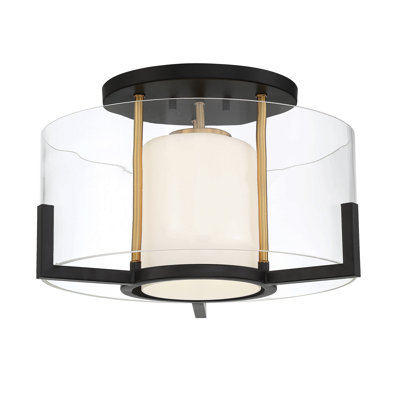 Savoy House Eaton 1-Light Ceiling Light in Matte Black with Warm Brass Accents
