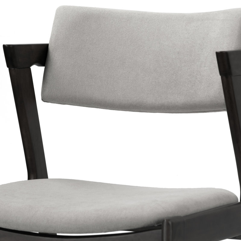 Keeler 18.11'' H Upholstered Side Chair, Dark Brown Frame with Light Gray Seat