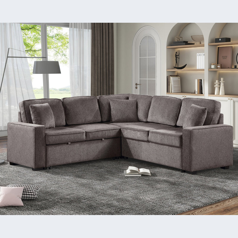Canapé modulaire, canapé modulaire en forme de L, Chenille brun clair