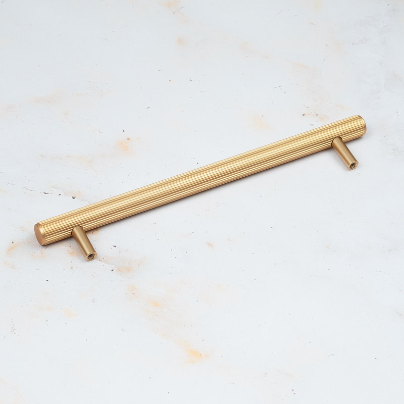 Reeded T-Bar Handles & Coordinating Pull in Multiple Finishes, 160mm, Gold