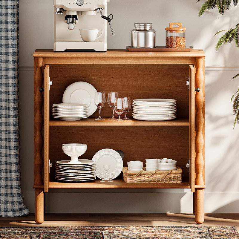 Buffet avec armoire à 3 tiroirs et porte, noyer, Noyer