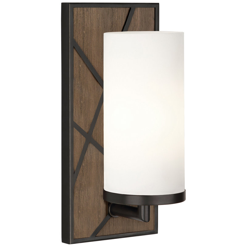 Bond 1 - Light Armed Sconce, Smoked Walnut/Deep Patina Bronze, White Glass