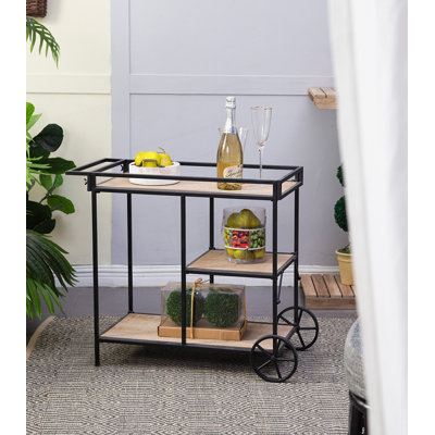 Minimalist Metal Frame Shelf With Wheel, Modern Bar Cart