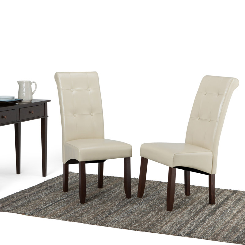 Chaise de salle à manger rembourrée Cosmopolitan, Similicuir végétalien brun foncé