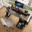Bureau avec prise de courant, 3 tiroirs, poche latérale, bureau d'étude facile à assembler, cadre stable et réversible pour bureau à domicile, bureau d'ordinateur d'entreprise, table de jeu, coiffeuse