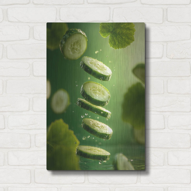  «Fresh Cucumber 3» par Ann Klee, art mural en métal, 16 po x 24 po