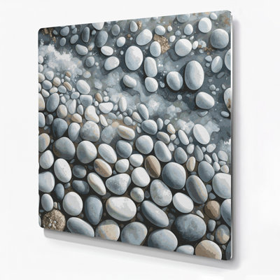 Coastal Coastal Pebbles Deluxe Grey Metal Wall Art