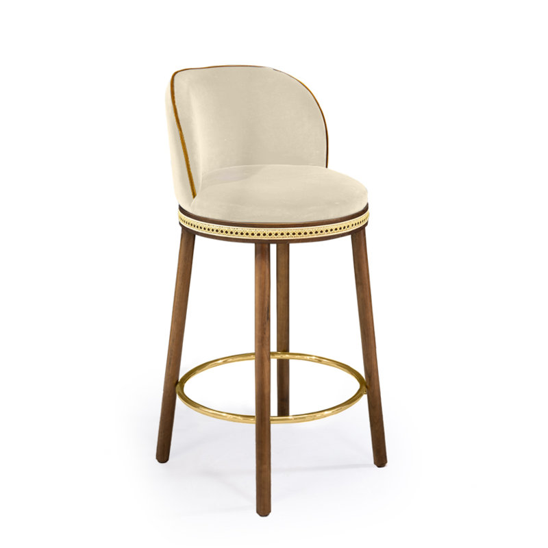 Alma Counter & Bar Stool, Nuage, Bar Stool (30" Seat Height), Satin Brass