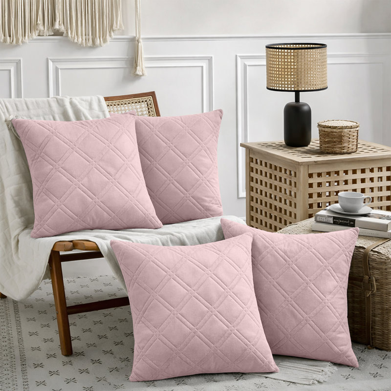 Geometric Square Cushion, Pink