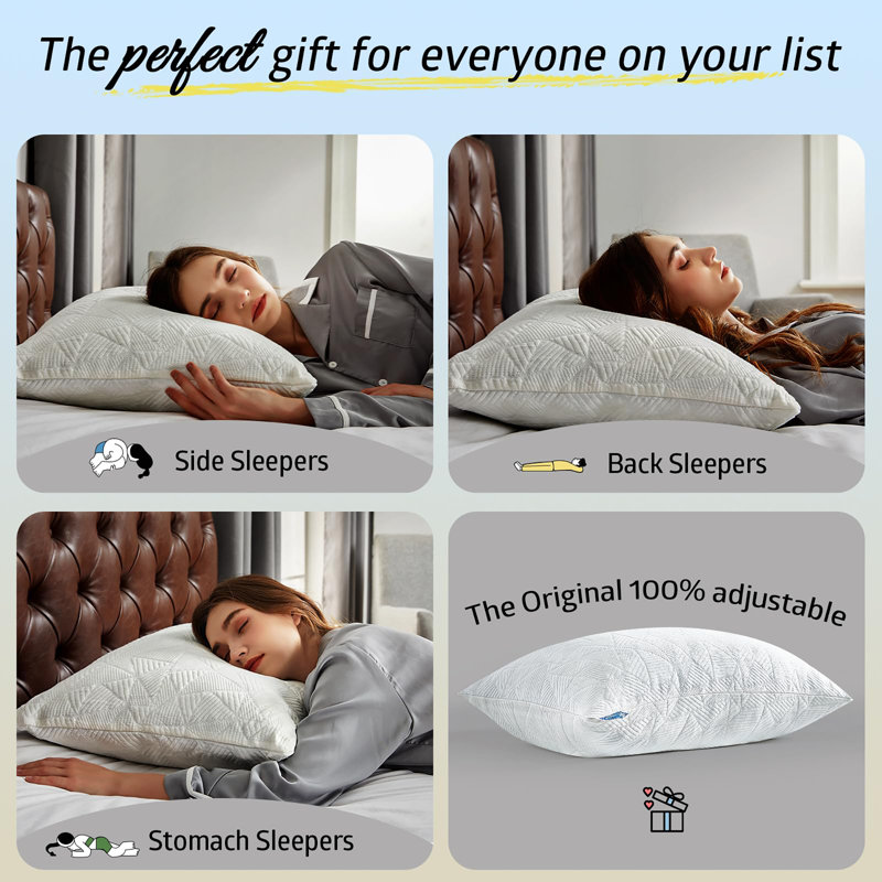 Cooling King Size Pillow, Shredded Memory Foam Cool Pillow for Hot Sleepers, Adjustable Firm Soft Support Bed Pillows Perfect for Back Neck Pain and Side Sleeping with Pillow Case Cover