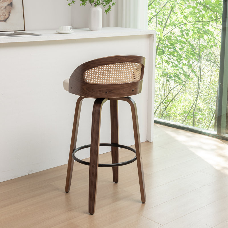 Swivel Upholstered Counter Stool, Beige, 76.2cm
