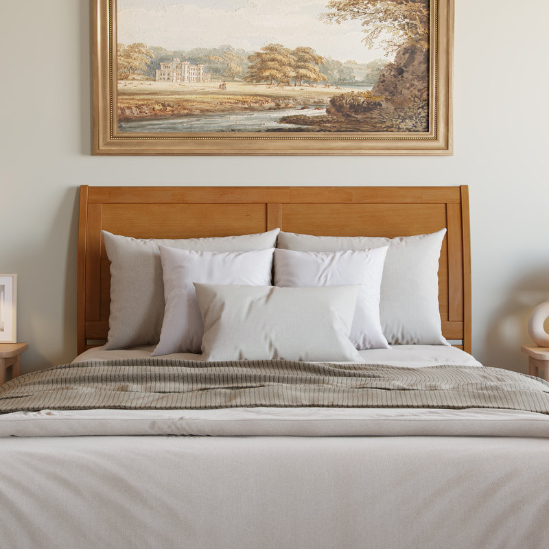 Portland Low Profile Solid Wood Platform Bed, Queen, Light Toffee