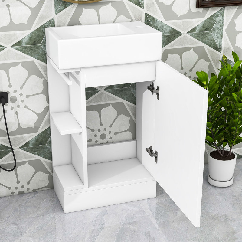 Keliyah 18'' Single Bathroom Vanity with Ceramic Top
