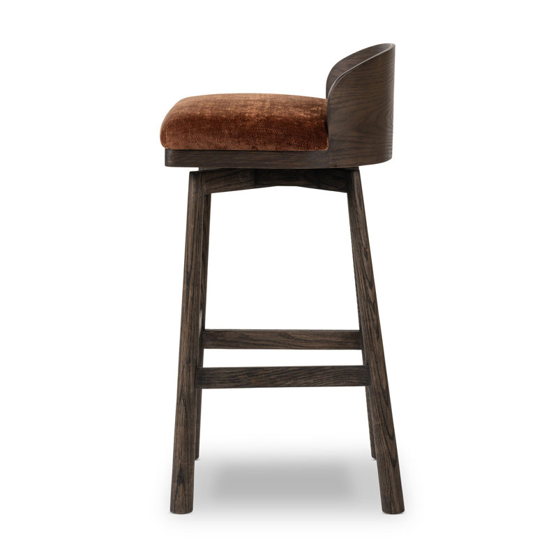 Cloris Swivel Stool-Altair Sienna-Counter & Bar, Bar Stool (30.91" Seat Height), Altair Sienna Polyester, Warm Oak