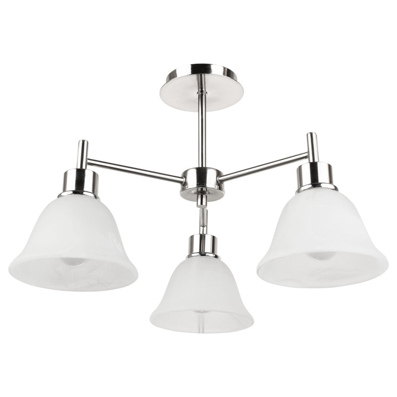 Gatwick 3-Light 52cm Silver Semi Flush Mount Ceiling Light Alabaster Style Glass