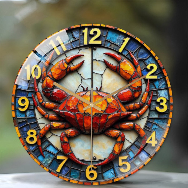 Horloge murale crabe - horloge murale moderne en verre 12 po