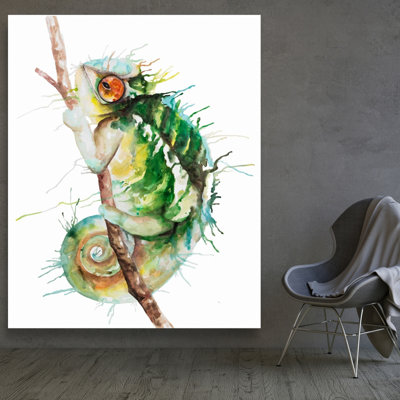Begin Edition International Inc. Watercolor Chameleon - Green Bedroom Canvas for Home Decor