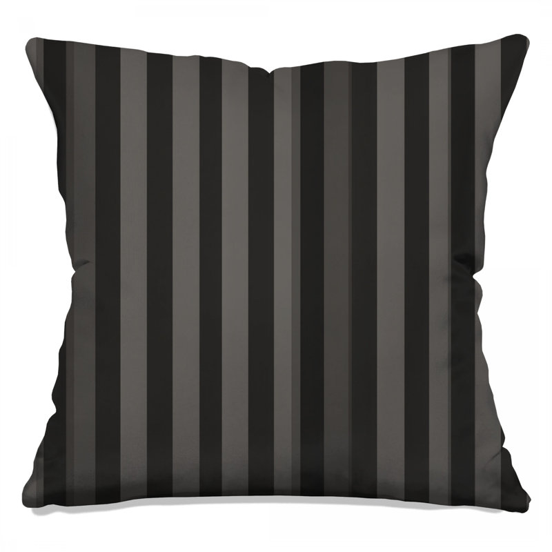 Coussin décoratif noir à rayures, motif double face, 20 x 20 inches