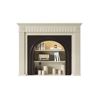 Black Solid Wood Electric Fireplace