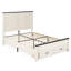 Base de lit plateforme grand en bois avec tête de lit 52 po, grands tiroirs de rangement, crème Farmhouse-9616788-9616874
