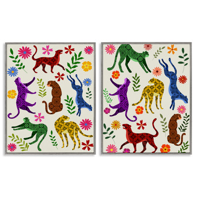 «Jungle Cats», ensemble de 2 reproductions d'art encadrées par Regina Moore