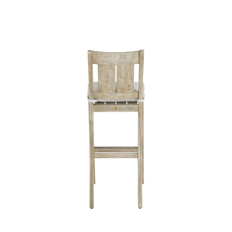 Croquet 30" Patio Bar Stool with Cushion, Welt, Bali Pearl, Oyster Teak
