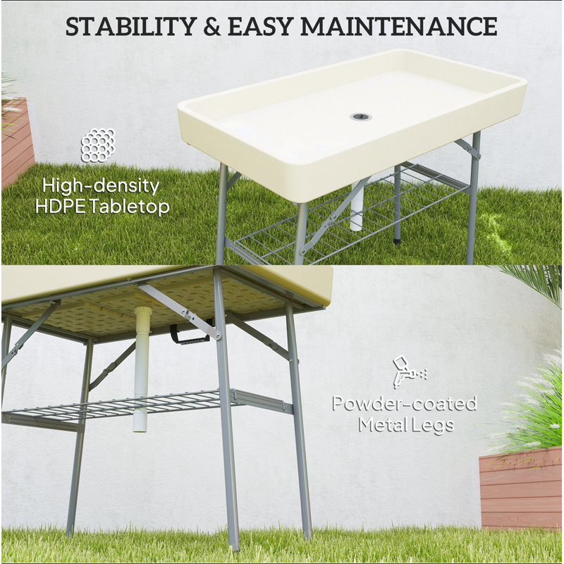 Refroidisseur de table d'extérieur, table de glacière pliante, Tanné