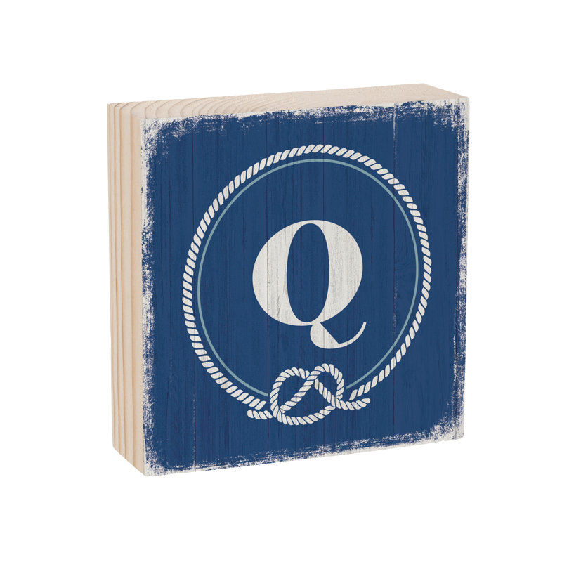 Coastal Wooden Plock Monogram Nautical 6" Q