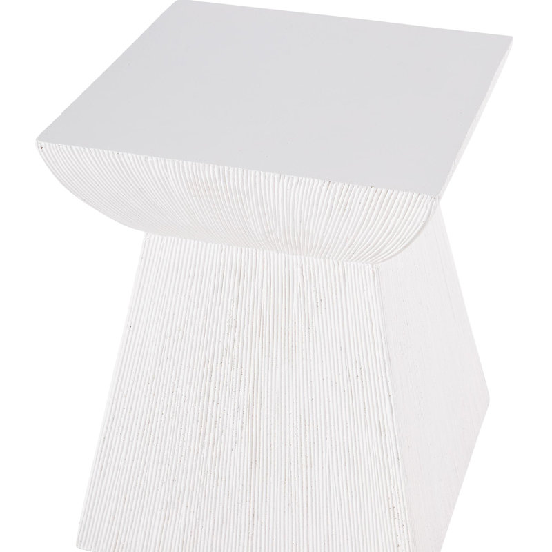 Sophisticated Transitional White Stonecast Side Table, 16"