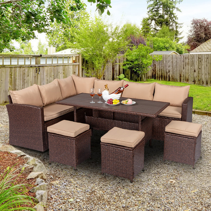 Justussr Rectangular 8 - Person 91.9" Long Dining Set with Cushions