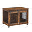 Cage à chiot rustique brun avec deux motifs, l 38,54 po x P 25,73 po. Séparateur réglable pour chiots en pleine croissance. Efficacité de l'espace de la porte d'entrée coulissante. Mouvement latéral latéral. Flip Flip Plate Fun And