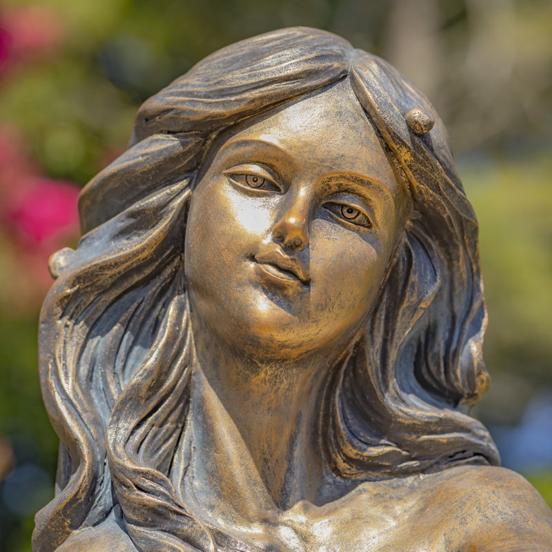 Statue de jardin sirène assise en magnésium