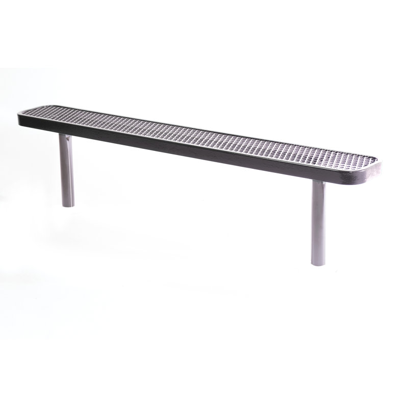 Banc d'extérieur CoatedOutdoorMeubles, noir, extensible, 1,83 m, sans dossier, à encastrer dans le sol, Noir