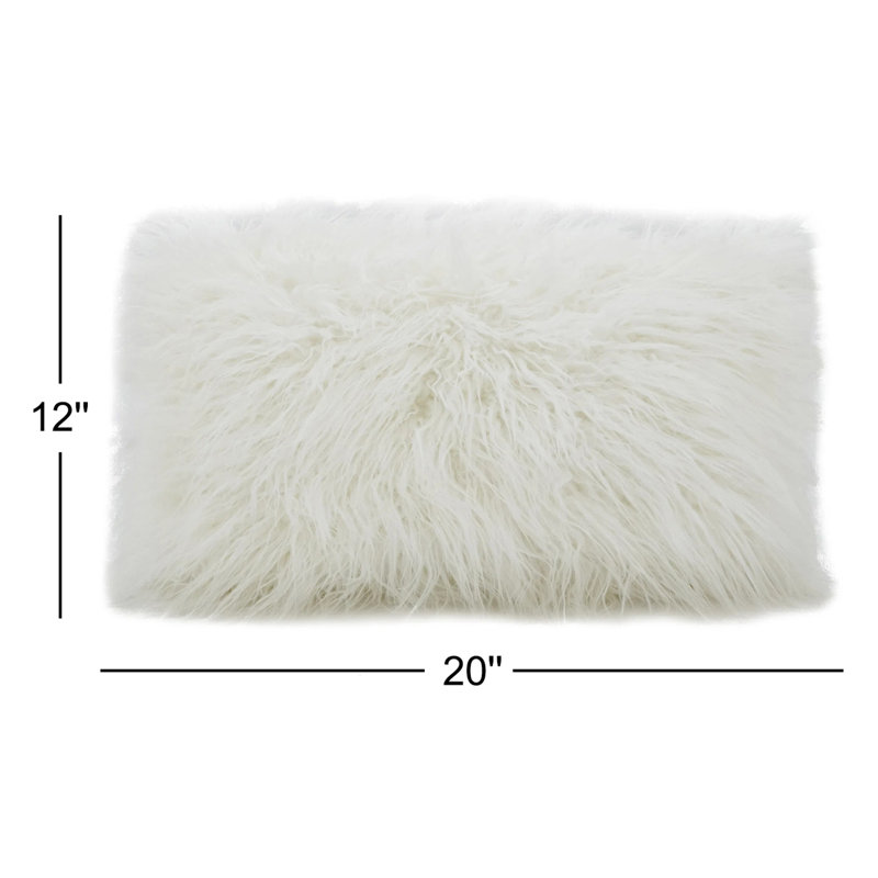  Housse et insert rectangulaires en fausse fourrure, Ivoire, H 12 po x l 20 po