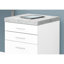 Classeur roulant pour le bureau, compartiments de rangement, stratifié de ciment blanc et gris, bureau de style moderne avec espace spacieux, stratifié