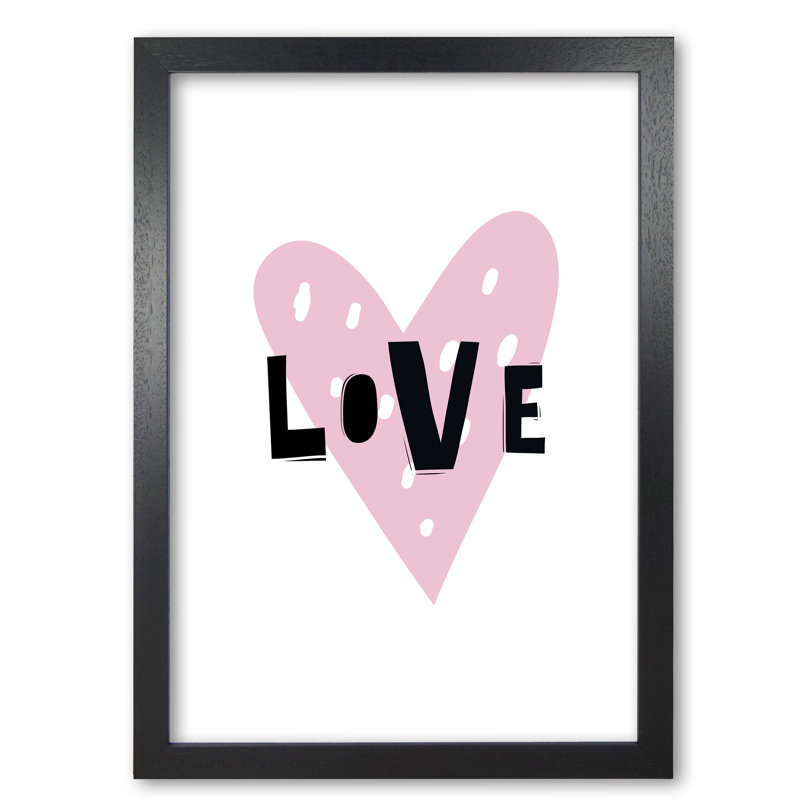 Love Heart Scandi - Print, 60 cm H x 42 cm W x 5 cm D, Black Grain Frame