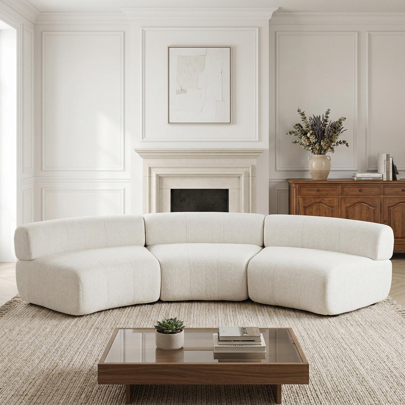 Canapé modulaire courbé 118,5 po Arcelle, Beige
