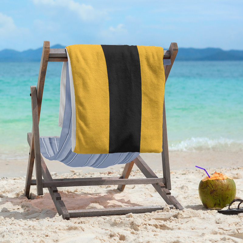 Lightweight Beach Towel, Pittsburgh Gold/Black/Pittsburgh Gold, Poly/Cotton