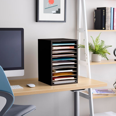 Vertical Desktop Sorter, 11 Compartment, Black