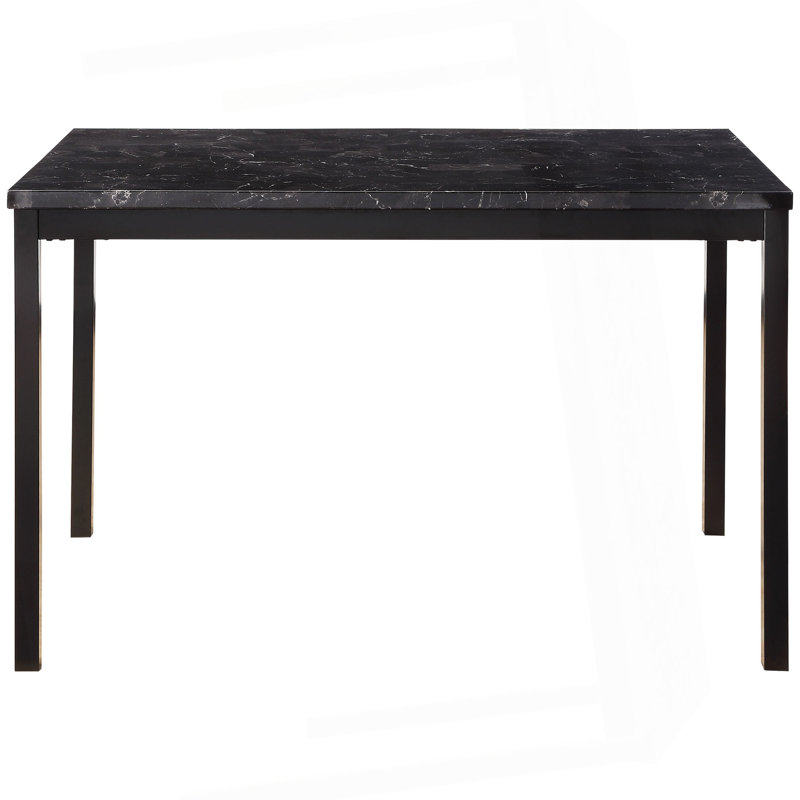 Cadre de table de salle à manger 1 pièce en faux marbre noir, H 30 po x L 48 po x l 30 po, Noir