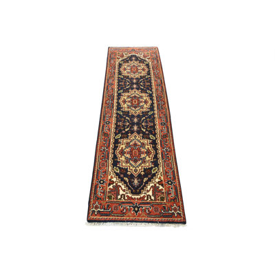 Tapis de couloir bleu en laine nouvel âge 2 pi 7 po x 8 pi Dezler