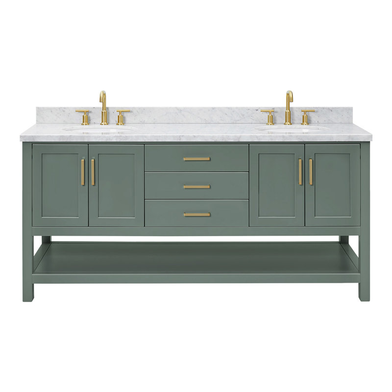 Ensemble de meuble-lavabo double 73 po Magnolia, Vert rétro