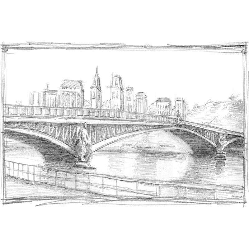 " Pont Mirabeau " by Ethan Harper Painting Print, 20" H x 30" W x 1.25" D