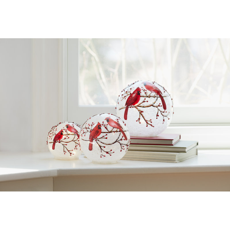 3 Piece LED Cardinal Globe Set