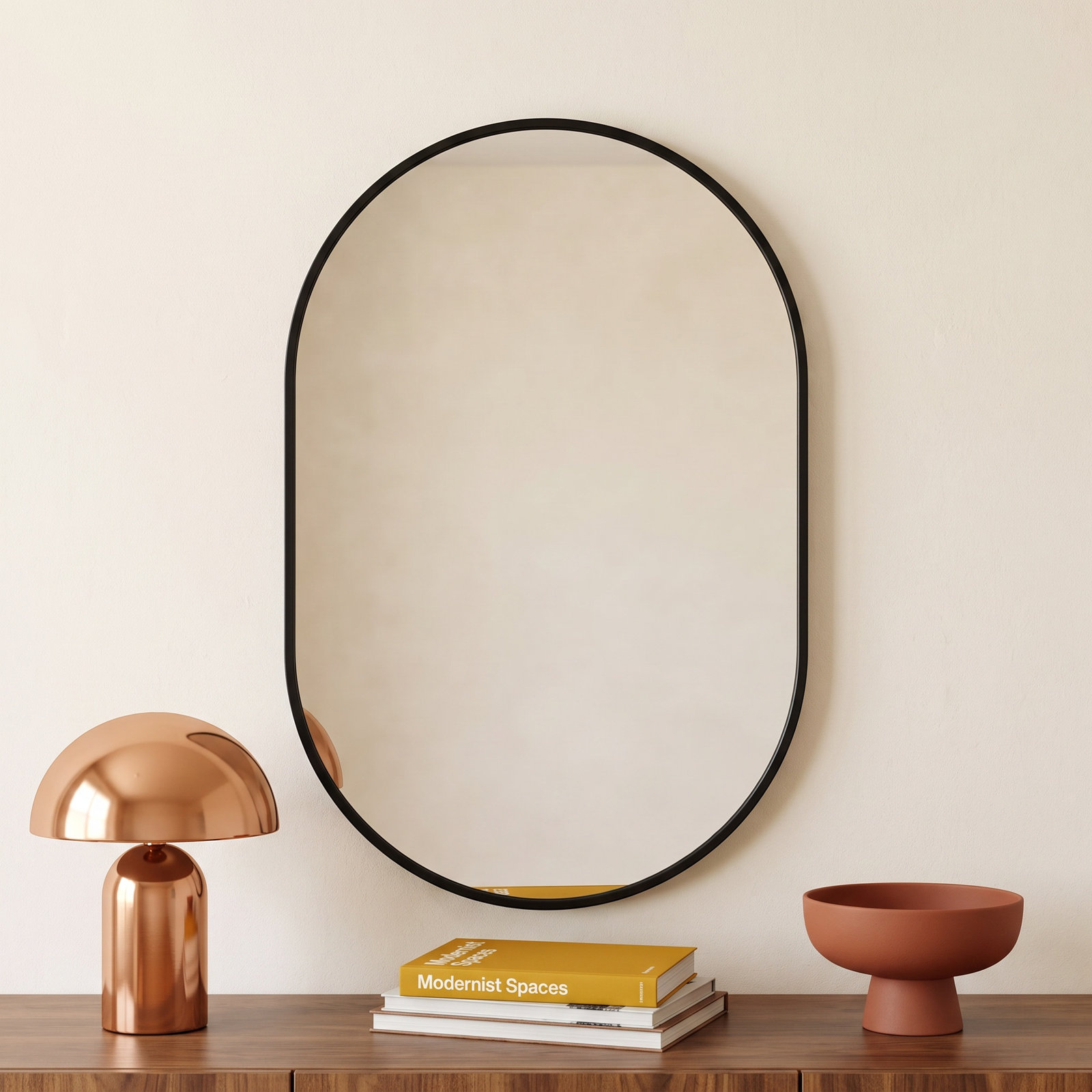 Sabine Metal Pill Wall Mirror, 36" x 24", Black