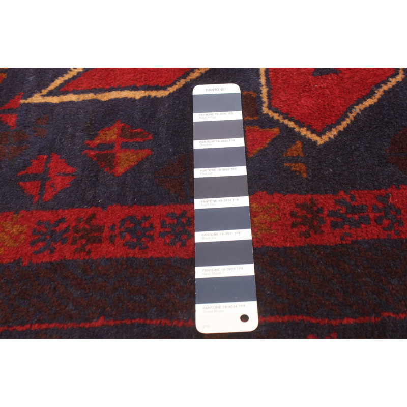 Tapis bleu marine noué à la main 3 pi 9 po x 6 pi 5 po Teimani