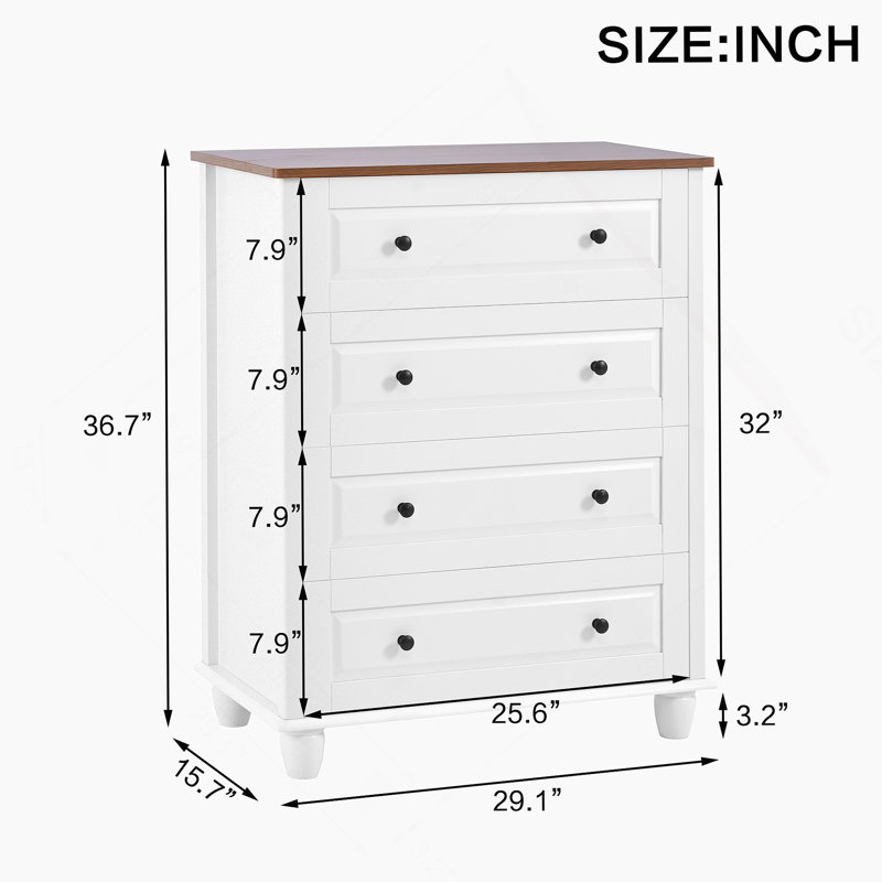 Commode moderne, commode 4 tiroirs, grande armoire de rangement en bois pour le salon, le vestibule, le couloir